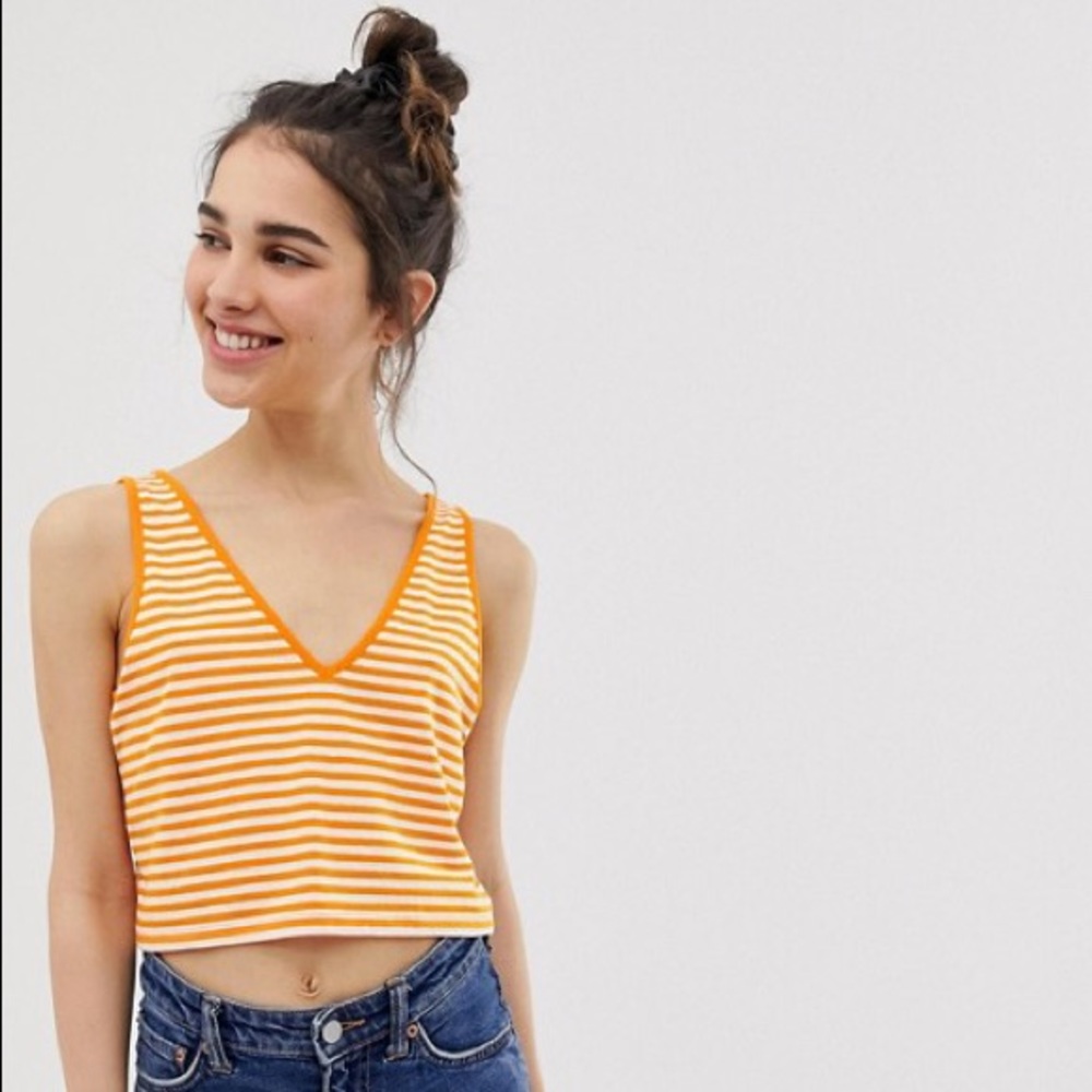 NWOT ASOS V-Neck Striped Crop Top Size 6